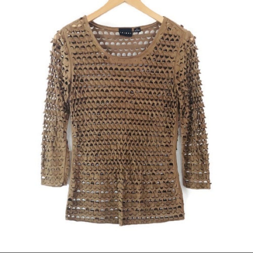 Tribal Faux Suede Long Sleeve Top